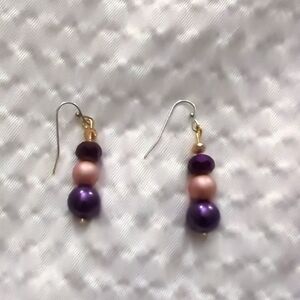 Chic Purple and Pink Beaded Earrings
